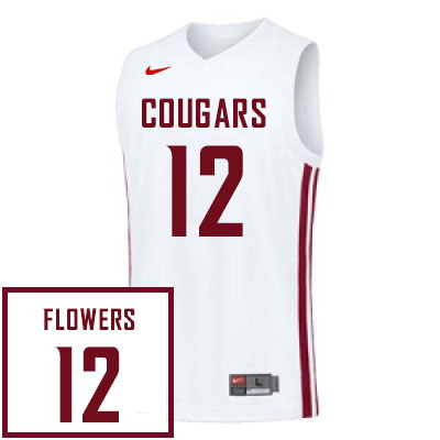 Men #12 Michael Flowers Washington State Cougars College Basketball Jerseys Sale-White